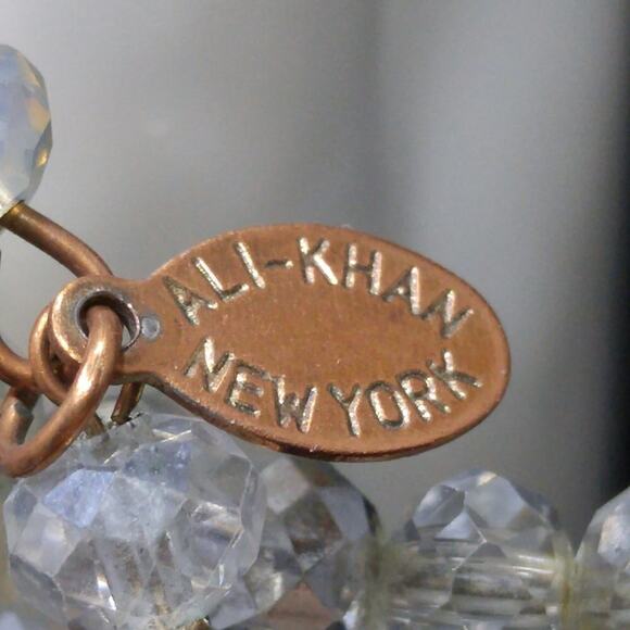 Ali-Khan New York Clear Opalescent Crystal Memory Wire Bracelet - Picture 2 of 6